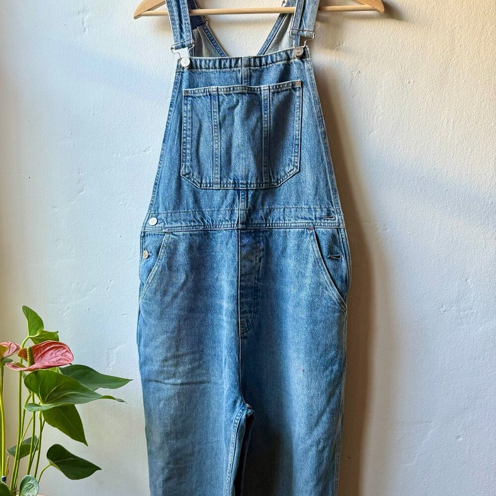 Reformation, River Relaxed Denim Overalls Ivory, Size 6 - Picture 5 of 7